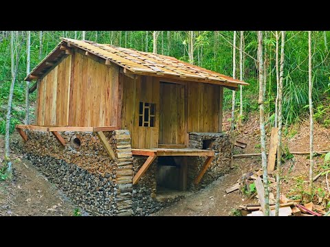 300 Days Building My Dream Cabin, From Start To Finish. Step By Step In One Video.Alone Build Cabin.