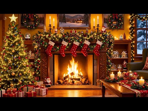 Instrumental Christmas Music with a Fireplace 🔥Cozy Christmas Ambience for Sleep 🎄Christmas Ambience