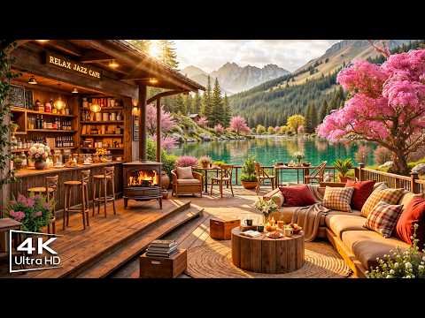 Springtime Lake with Peaceful March Jazz Music πΈOutdoor Coffee Shop Ambience & Soft Piano Jazz Music