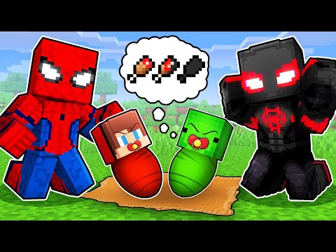Baby JJ and Mikey ADOPTED by SPIDER MAN - Minecraft Animation / Maizen