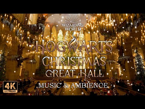 🎄The cozy Christmas Great Hall at Hogwarts🎄 | Harry Potter 4k Christmas Vibe Music and Ambience