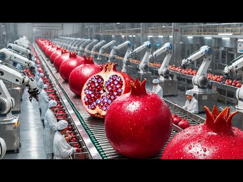 Inside a Pomegranate Factory in the Future: From Raw Pomegranate to Bottled Juice (The Full Process)