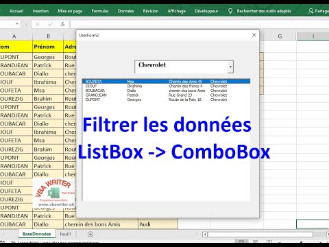 VBA MAGIQUE/ Filtrer les données de ListBox par valeur du Combobox/ sans codage_15. www.VbaWriter.ch
