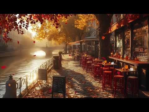 ☕ Fall Café near the Water | Elegant Piano Jazz & Cozy Autumn Mood