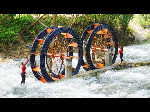 Transporting And Installing Giant Water Wheels To Supply The Farm With High-pressure Water