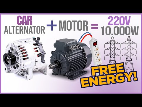 How to make a FREE ENERGY generator with CAR ALTERNATOR and a MOTOR