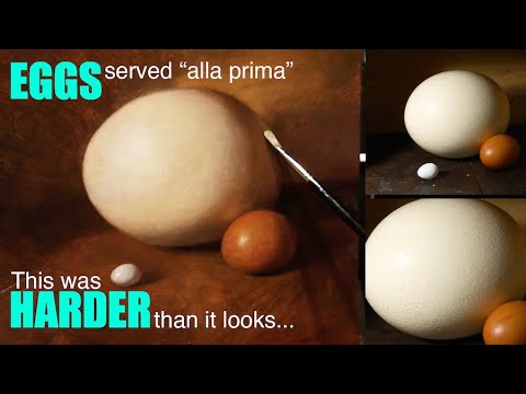 OIL PAINTING TUTORIAL FOR BEGINNERS: Painting a simple Egg (x3) ALLA PRIMA style!