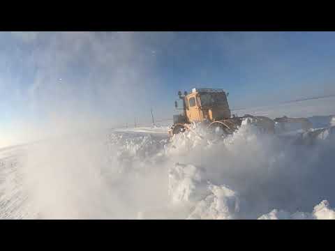 Трактор Кировец. Снова на жёлтом. Расчищаем дороги, делаем снегозадержание.