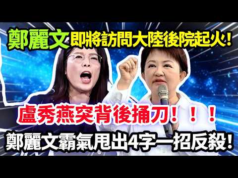 鄭麗文即將訪問大陸後院起火，盧秀燕突背後捅刀，鄭麗文霸氣甩出4字一招反殺。#鄭麗文