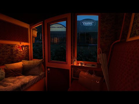 Rainy carriage ride ambience 🌙 Relaxing carriage ride through the wild west on a rainy night