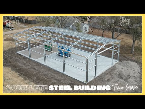 40 x 75 complete STEEL BUILDING construction timelapse