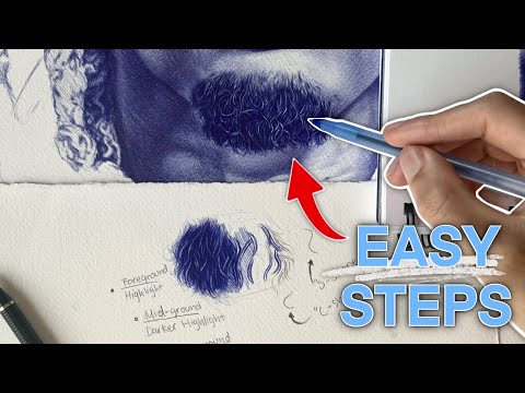 How to draw facial hair with BALLPOINT PEN