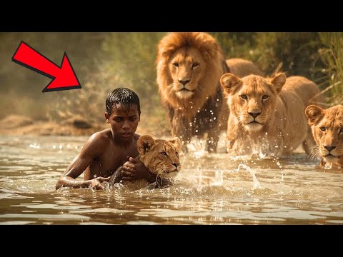 L'enfant des rues plonge dans l'eau pour sauver un lionceau... et la fin choque tout le monde