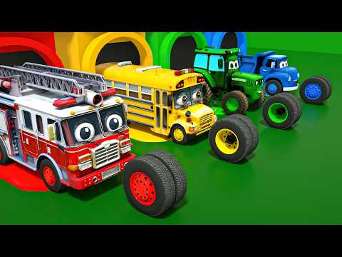 Baby Shark + Finger Family + Wheels On the Bus Song - Find the right wheel! - Baby Nursery Rhymes