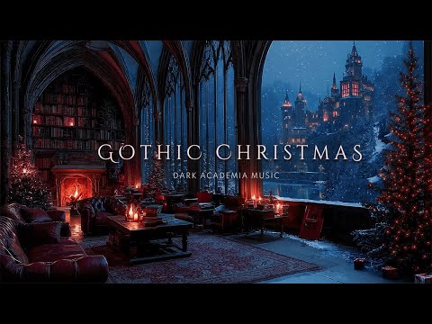 Cozy Winter Study Room | Gothic Christmas Ambience & Fireplace | Dark Academia Music for Studying