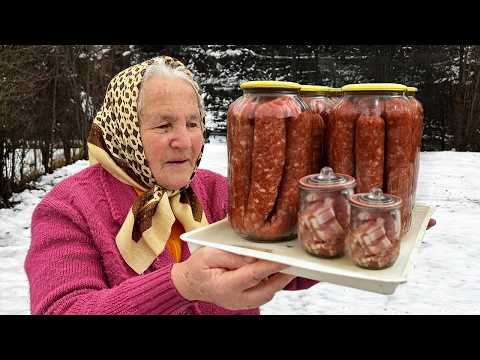 85-Year-Old Grandma Prepares Winter Reserves — Ukrainian Cooking in a Remote Mountain Village
