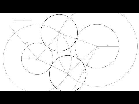 How to Draw the Tangent circles between two Given Circles Knowing its Radius (2 solutions)