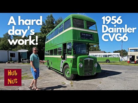 Driving a 1956 Daimler Double Decker! Manual steering, pre-selector gearbox!