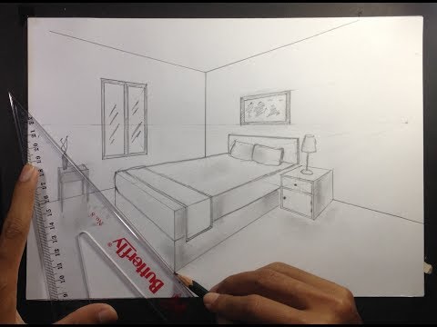 How to Draw a Simple Bedroom in Two Point Perspective