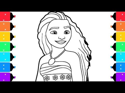 Draw and color Moana Easy || How To Draw Moana For kids || Toddlers Art