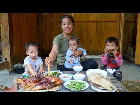 Harvest lemongrass plants and sell them at the market - make roast duck for your children to eat