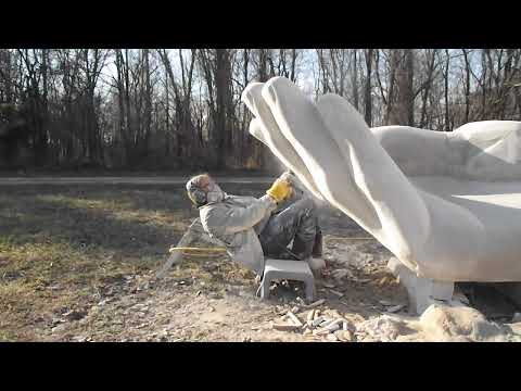 Carving stone - reclining on the jig