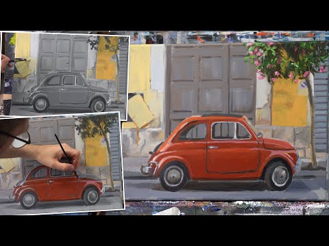 Coloring over grisaille with acrylics.