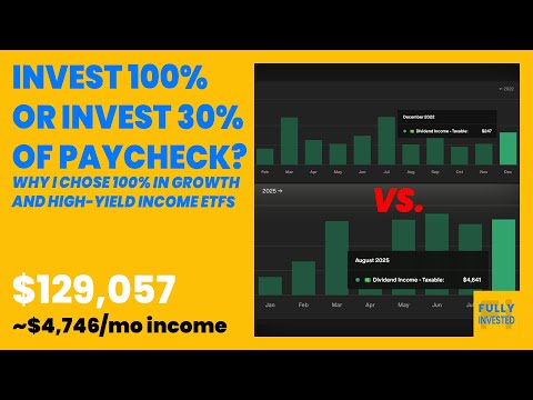 Investing 100% of Paycheck (in High-Yield ETFs + Growth) vs. Investing 30% of Paycheck (in Growth)