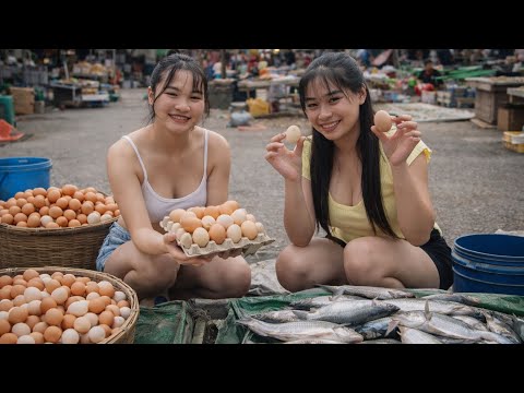 Two Sisters Build a Farm | Collecting Eggs & Catching Fish for Living