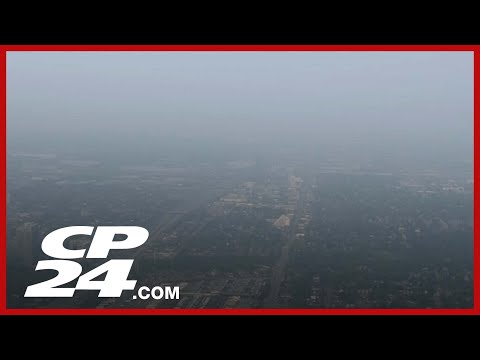 Wildfire smoke from northern Ontario and out west causing poor air quality and reduced visibility