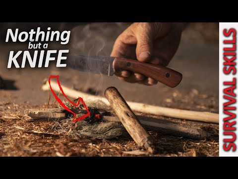 Bushcraft Friction FIRE - Nothing but a KNIFE… and a bootlace!