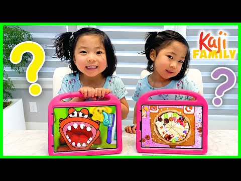 Emma and Kate play Fun kids Games like Makeover and Learning Game