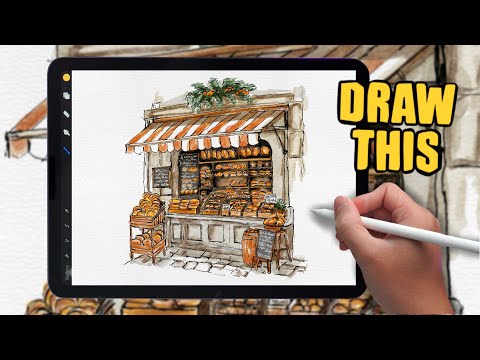 PROCREATE Landscape Drawing Tutorial - Bakery