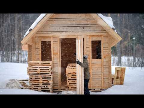 Built a CABIN out of Pallets. Start to Finish