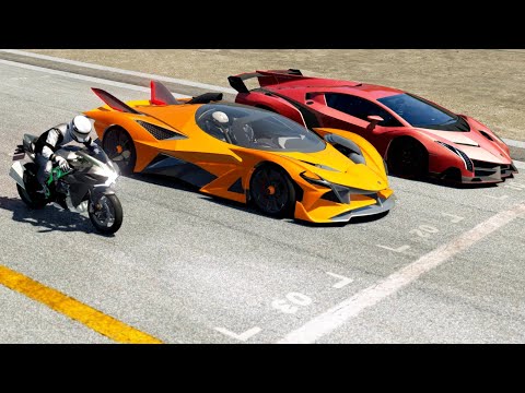 Kawasaki Ninja H2 vs Apollo Project EVO vs Lamborghini Veneno at Old SPA