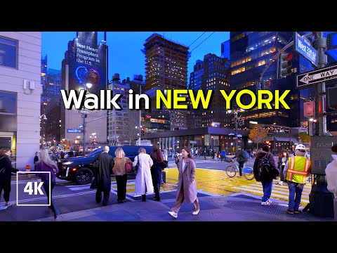 NEW YORK Relaxing Night Walk - 8th Avenue, MANHATTAN Tour NYC