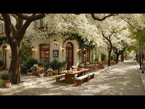 Happy & Warm Morning Jazz 🌸Elegant Springtime Café Street | Jazz Playlist for a Calm & Uplifting Day
