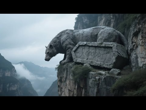 A huge stone coffin and unknown wild animals were found on the 300-meter cliff in the big mountains