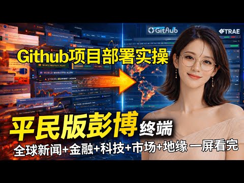 平民版彭博终端来了！我用开源situation monitor把全球新闻+金融+地缘热点一屏看完 | Trae一键部署+实测 | Github项目
