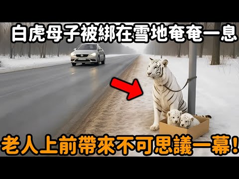 白虎母子被綁在雪地裡,奄奄一息。這時一位老人出現做出一個舉動,不可思議的一幕發生了!#白虎 #動物 #動物救助 #暴雪 #動物情感 #母愛 #動物故事 #真實故事 #心靈飼養員