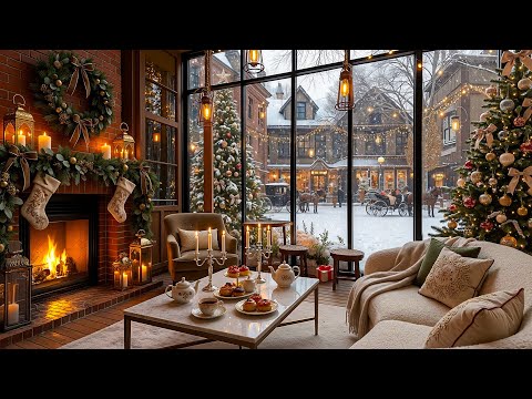 Winter Jazz Coffee Shop 🎶☕ Cozy Fireplace Sounds & Relaxing Holiday Jazz for Calm Focus and Rest
