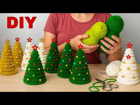 Lovely Christmas tree idea with yarn🎄/Easy diy home decor idea✨️/Superb handmade holiday decor