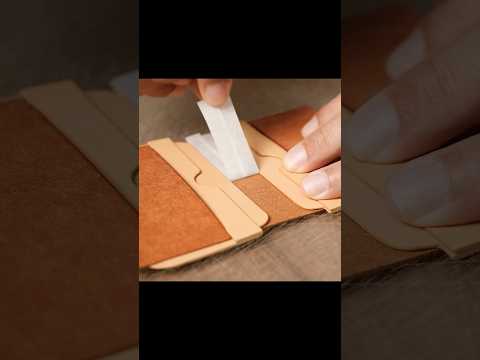Making a Leather Wallet - ASMR, Leather craft #shorts