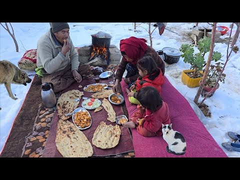Surviving in the coldest village of Afghanistan -63°/ Winter Daily Routine and Cooking Organic food.