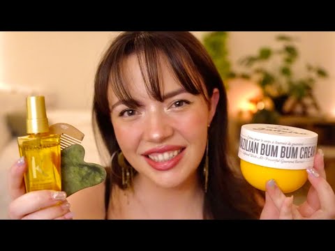 ASMR The BEST Cozy Friend Personal Attention  (skincare, hairbrushing, plucking, noise suppression)