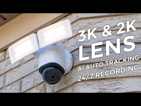 eufy Floodlight Cam E340 - 3K & 2K Lens | AI Tracking | 24/7 Recording