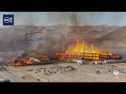 Construction site catches fire at Point of the Mountain near Lehi