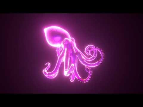 2 Hours 4K Abstract 3D Neon Octopus Hologram Loop I Screensaver for Meditation