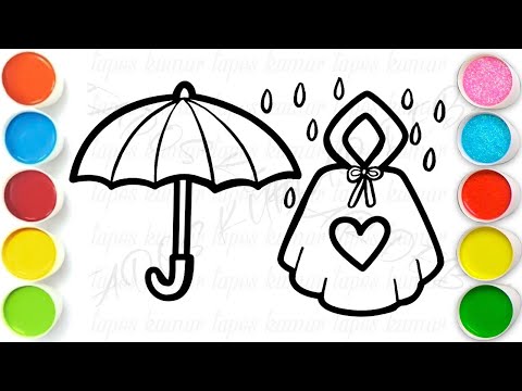 Umbrella with Raincoat Drawing, Painting & Coloring For Kids and Toddlers_ Child Art