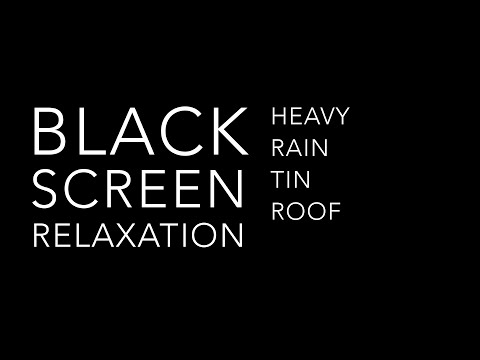 4K - Black Screen, Heavy Rain and Thunder on a Tin Roof - high quality ambient recording - 1 hour